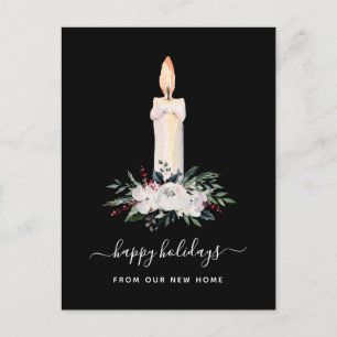 Change of Address at Christmas Floral Candle Holiday Postcard