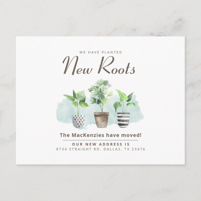 Change of Address Botanical Moving Announcement Postcard (Front)