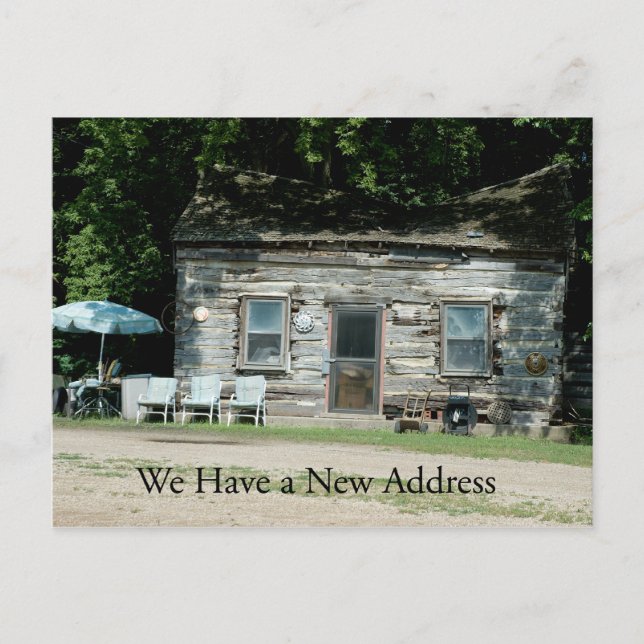 Change of Address Card: Log Cabin Announcement Postcard (Front)