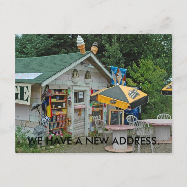Change of Address Card: Northwoods Ice Cream Shop Announcement Postcard (Front)