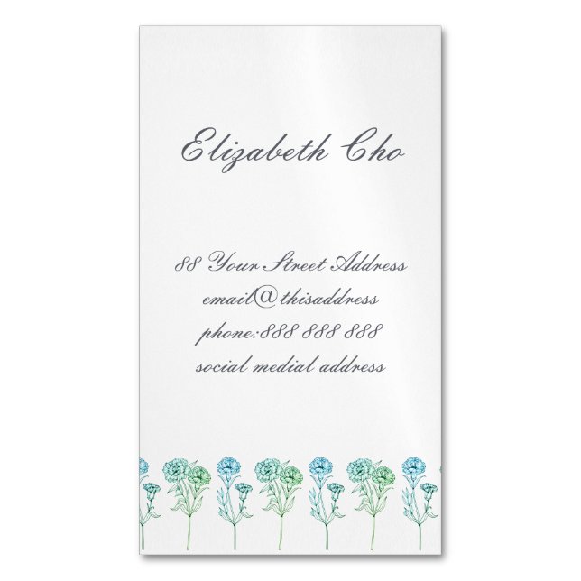 Change of Address - Carnations Magnetic Business Card (Front Vertical)