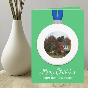 Change of Address Christmas Photo Ornament Emerald Holiday Card