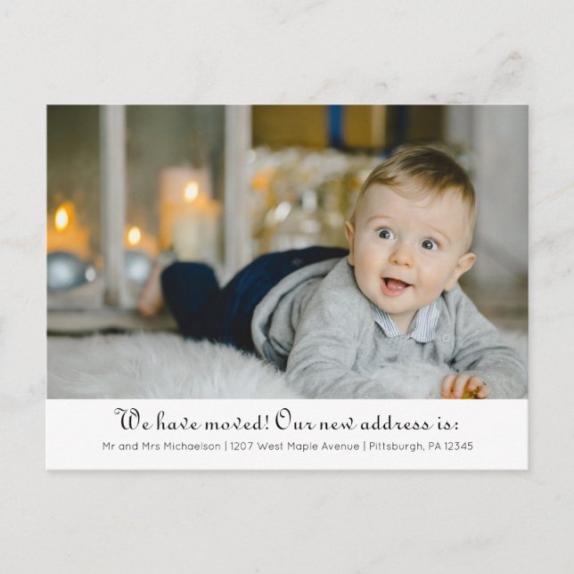 Change of Address Classic Photo with Message Announcement Postcard (Front)