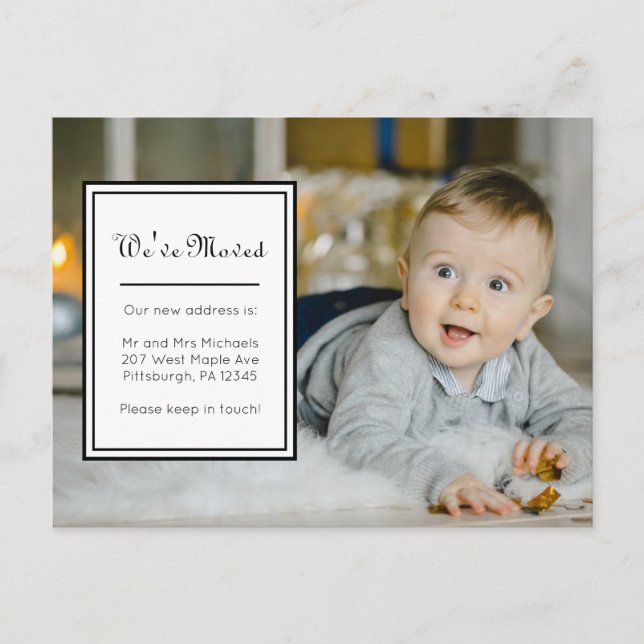 Change of Address Classic Photo with Message Announcement Postcard (Front)