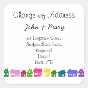 Change of Address colour houses new home Square Sticker