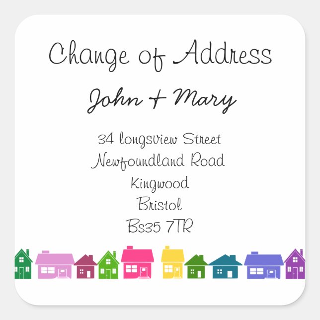 Change of Address colour houses new home Square Sticker (Front)
