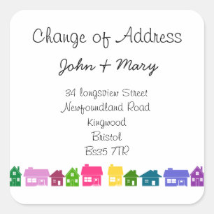 Change of Address colour houses new home Square Sticker