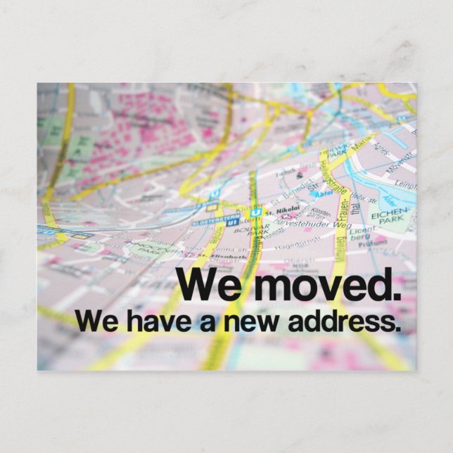 Change of Address (Contemporary Map) Announcement Postcard (Front)
