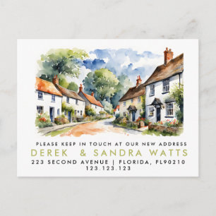 change of address,d moved announcement village postcard
