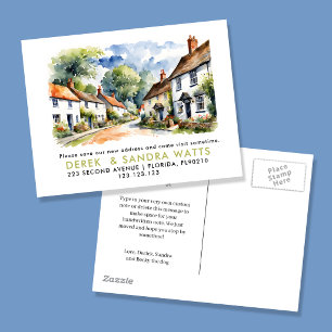 change of address,d moved announcement village postcard