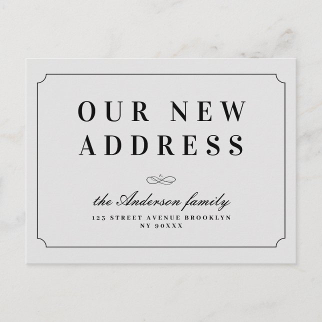 Change of address elegant classic frame grey postcard (Front)