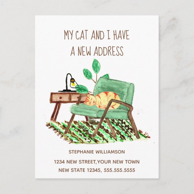  Change of address Ginger Cat  Moving Announcement Postcard (Front)