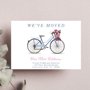 Change of Address l Cute Flora Bicycle we've Moved Postcard
