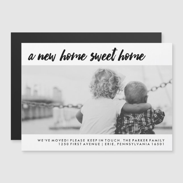Change of Address | Modern Family Photo Magnetic Invitation (Front/Back)