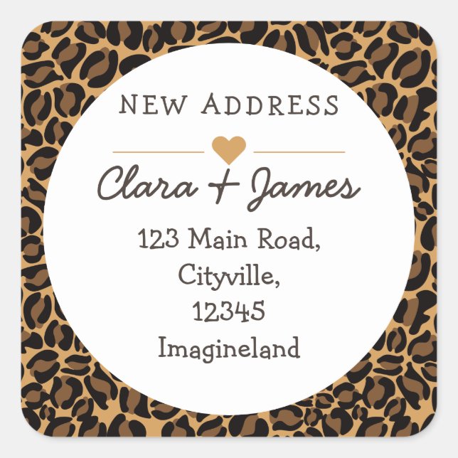 Change of address new address Leopard Print Square Sticker (Front)