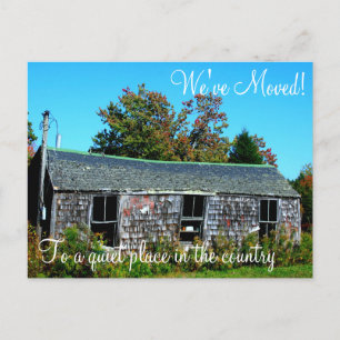 Change of address, old wood cabin announcement postcard