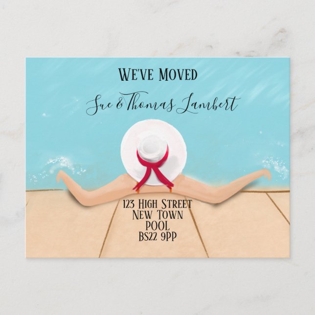 Change of address POOL Side Announcement Postcard (Front)