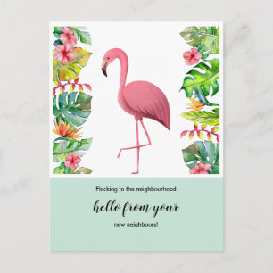 Change of address postcard we have moved flamingo