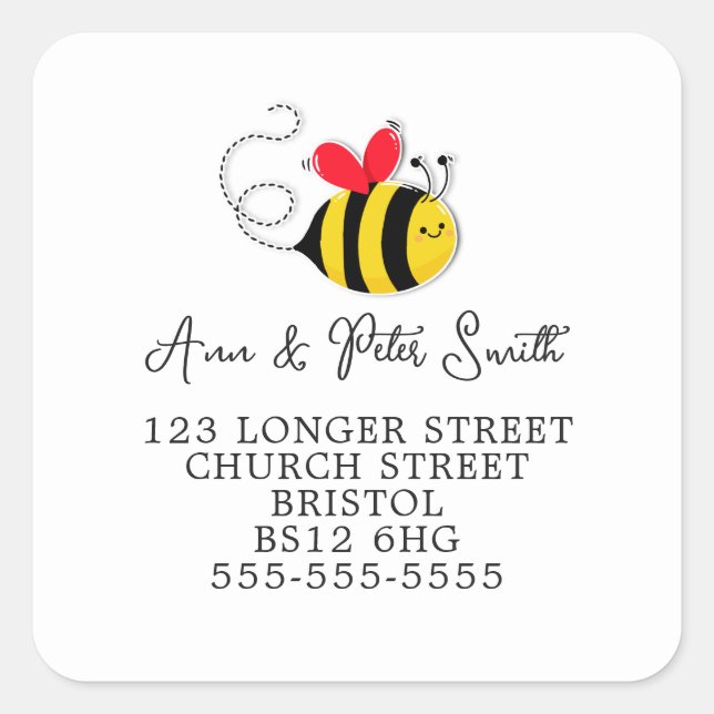 Change of Address return label cute bee (Front)