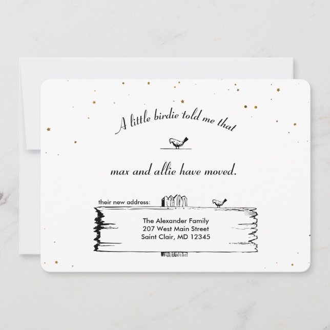 Change of Address Signpost Birds with Stars Announcement (Front)