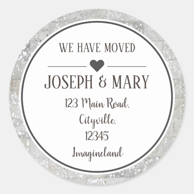 Change of address silver cowhide classic round sticker (Front)