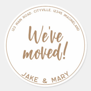 Change of address Simple Modern We've moved Classic Round Sticker
