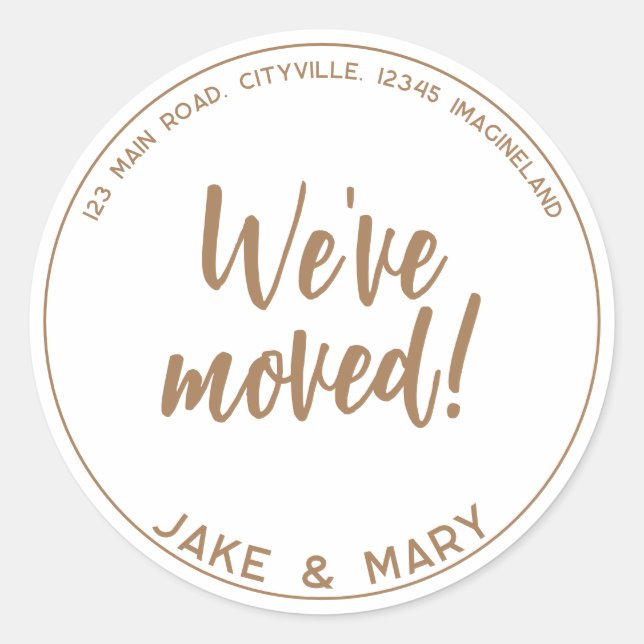 Change of address Simple Modern We've moved Classic Round Sticker (Front)