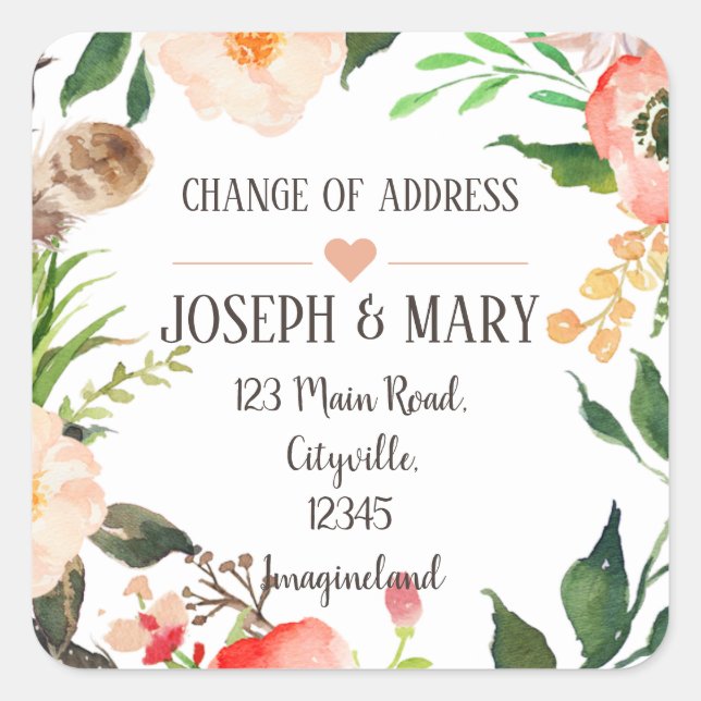Change of address square sticker (Front)