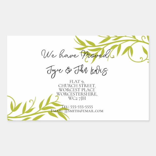 Change of address sticker (Front)