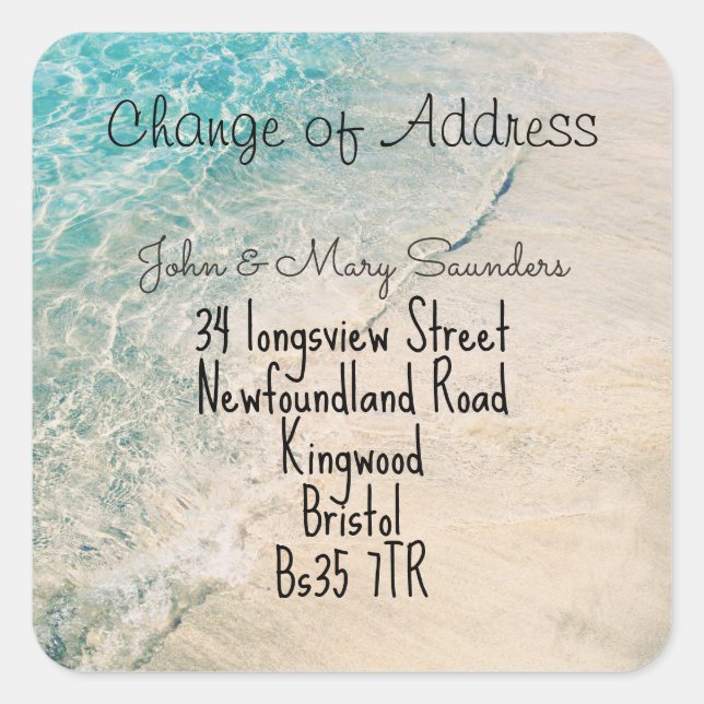 Change of Address sticker  beach theme (Front)