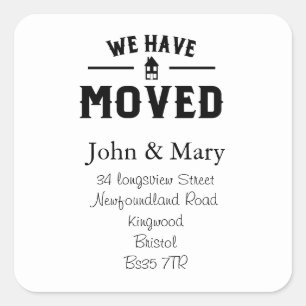 Change of Address sticker black and white
