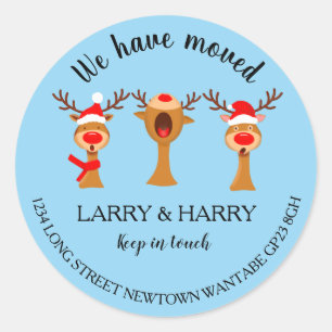 Change of Address sticker christmas carol reindeer