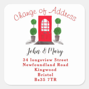 Change of Address sticker red front door