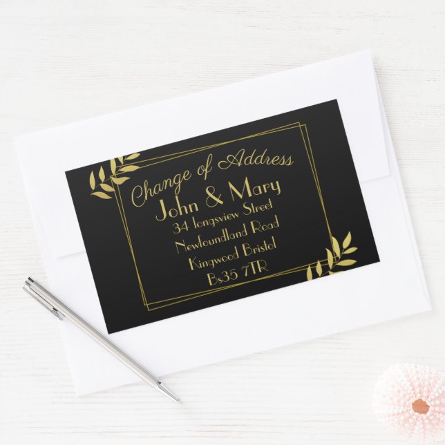 Change of Address sticker return gold leaves (Envelope)
