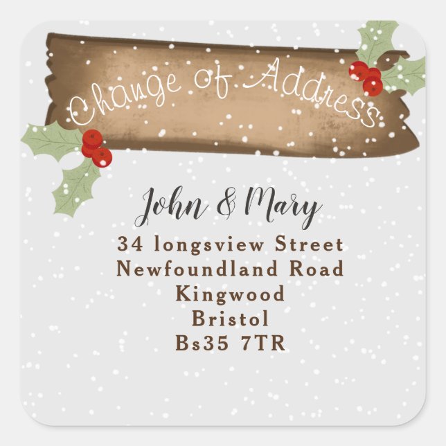 Change of Address sticker snow (Front)