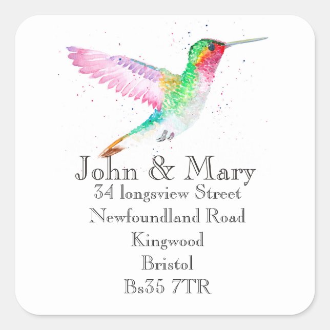 Change of Address sticker watercolour bird (Front)