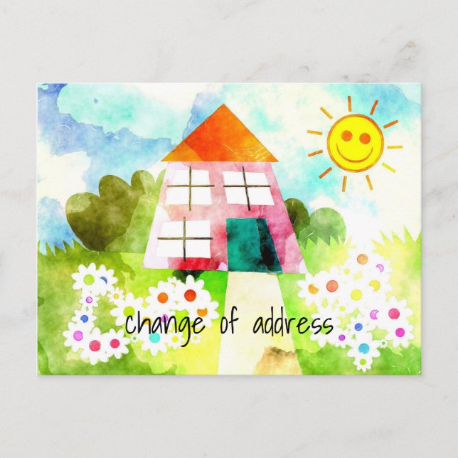 Change of Address Sunny House Announcement Postcard (Front)