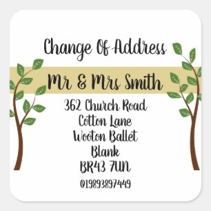 Change of Address tree leaves we have moved Square Sticker