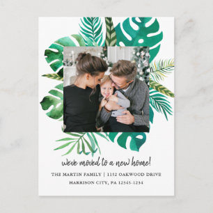 Change of Address Tropical Leaves Photo Announcement Postcard