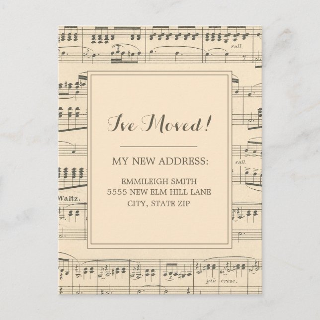 Change of Address Vintage Antique Sheet Music Postcard (Front)