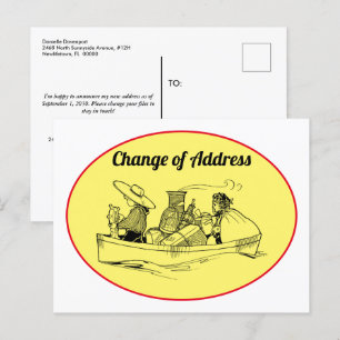 Change of Address Vintage Row Boat Customise Announcement Postcard