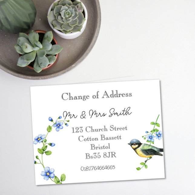 Change of address watercolour bird announcement postcard (Creator Uploaded)