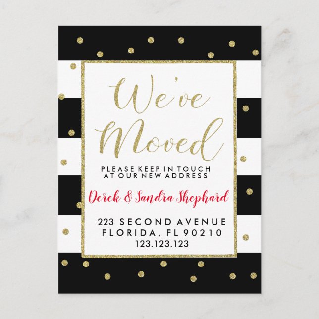 Change of address we have moved gold new year announcement postcard (Front)