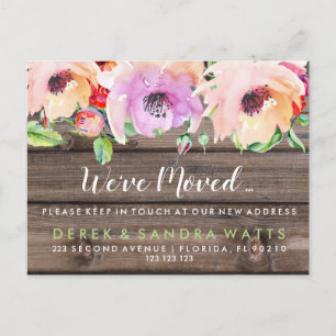 Change of address we have moved house floral announcement postcard