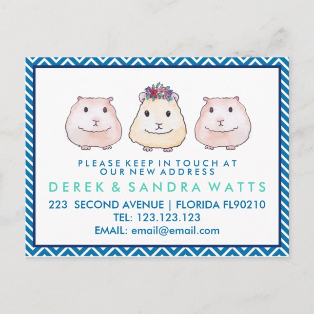 Change of address we have moved house guinea pig announcement postcard (Front)