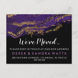 Change of address we have moved house purple announcement postcard