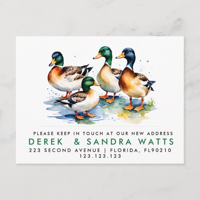 change of address we've moved announcement DUCKS Postcard (Front)
