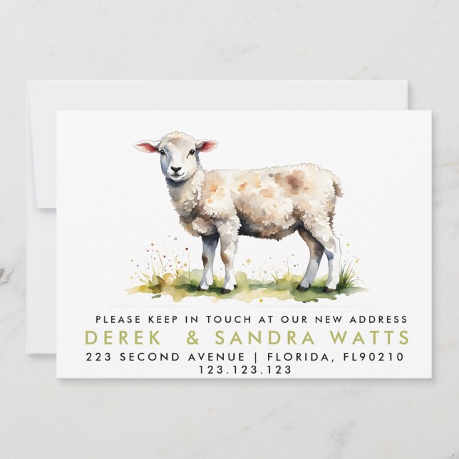 change of address we've moved announcement lamb (Front)