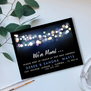 Change of address we've moved house bright lights announcement postcard