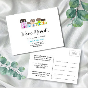 Change of address we've moved house colourful announcement postcard